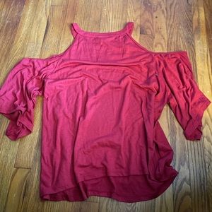 Torrid Red cold shoulder cotton shirt